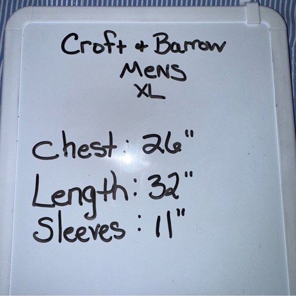 📌Croft & Barrow Men’s Short Sleeve Button-Down Shirt Blue White Pinstripe XL - Picture 6 of 6